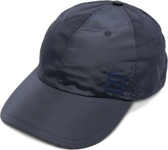 Fendi Accessoires, Heren, Blauw, L, Katoen, FF-motief Baseballpet