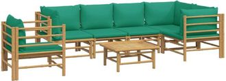 vidaXL Set De Muebles De Jard&iacute;n 7 Piezas Bamb&uacute; Con Cojines Verde Vidaxl
