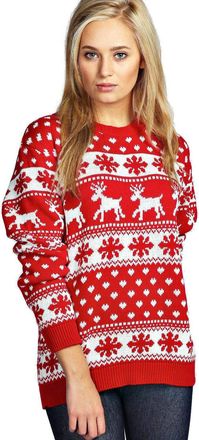 ZEE FASHION New Womens Reindeer Christmas Xmas Gift Jumper Knitted Jumper Ladies Size 8-30