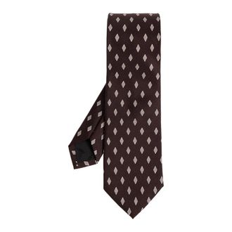 Ferragamo Ties, male, Brown, Size: ONE SIZE Micro Gancini Print Silk Tie