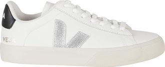 Veja White Campo Contrast Logo Leather Low-Top Sneakers