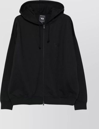 Yohji Yamamoto cotton blend hoodie featuring drawstring hood