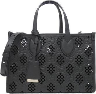 Gucci Pre-owned Diamond Cut Out GG Leather Shoulder Bag - Dames - Vintage Shopper - Zwart - ONE Size - Leer - Vintage