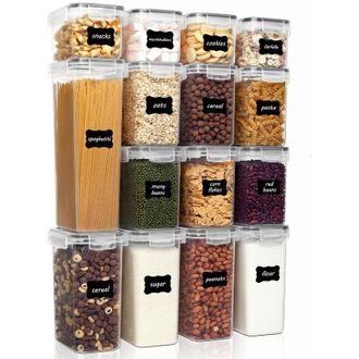 Gabrielle Gabrielle Juego De 15 Recipientes Herm&eacute;ticos De Pl&aacute;stico Para Alimentos, Recipiente De Cocina Con Tapa Para Cereales