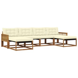 vidaXL Conjunto De Sof&aacute;s De Exterior Con Coj&iacute;n 6 Pcs Natural Y Crema Vidaxl
