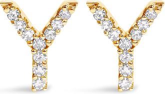 House of Brilliance 10K Gold 1/10 Cttw Diamond Initial A to Z Stud Earring