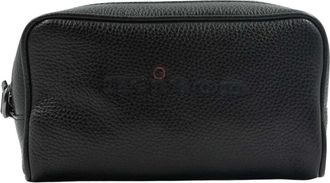 Kiton Pochette Regular Solid - Heren - Toilettassen - Zwart - ONE Size - Leer - Tassen