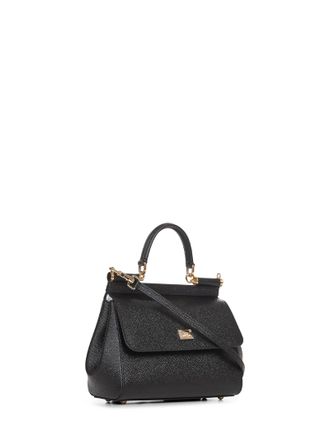 Dolce & Gabbana Womens Handbag Sicily Black Calf Leather Handbags Hand Bags