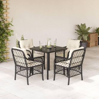 vidaXL Vidaxl - Set De Muebles Jard&iacute;n 5 Pzas Con Cojines Rat&aacute;n Sint&eacute;tico Negro