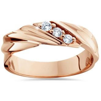 Pompeii3 1/10ct Diamond 14K Rose Gold Mens Wedding Ring Size Selectable