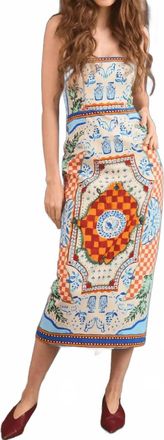 Hunter Bell Yvette Strapless Midi Dress In Sundance Tile