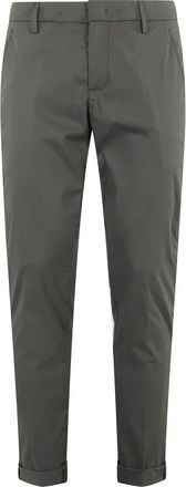 Dondup Groene chino broek van lichtgewicht poplin - Heren - Slim Fit Broeken - Groen - W30 - Katoen - Broeken