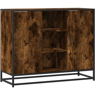 vidaXL Sideboard Smoked Oak 92x35x76 cm Engineered Wood Vidaxl