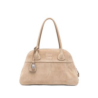 Miu Miu Logo-embossed Suede Tote Bag