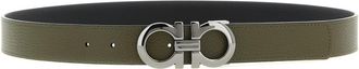 Ferragamo Olive Gancini Reversible Belt