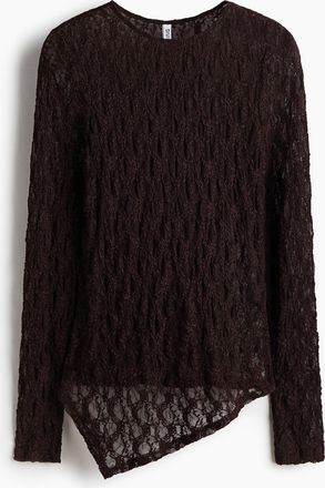 H&M Asymmetrisches Shirt im Spitzenlook - Brown