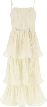 Guess Alessia Tiered Dress - Dames - Maxi kleedjes - Beige - XS - Kleedjes