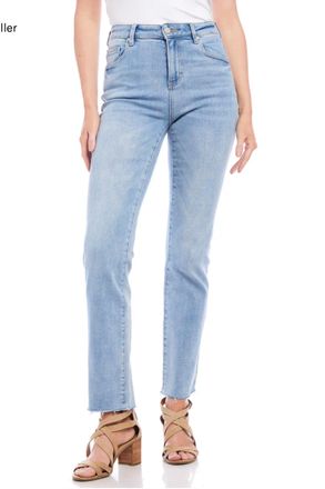 Karen Kane Raw Hem Straight Jean In Light Blue