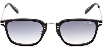 Tom Ford 52mm Rectangular Sunglasses in Shiny Black /Gradient Smoke at Nordstrom Rack