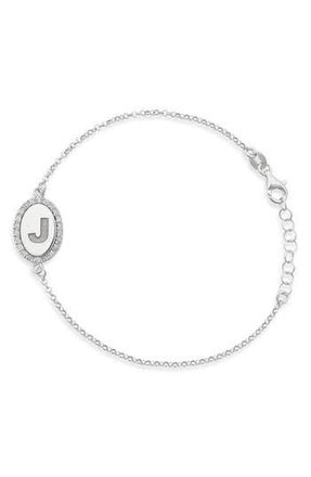 Meshmerise Diamond Initial Disc Bracelet in White-J at Nordstrom Rack