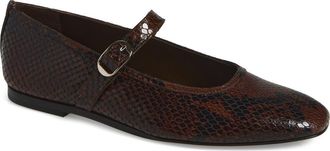 Le Monde Beryl Mary Jane Snake Embossed Ballet Flat in Brown at Nordstrom, Size 39.5
