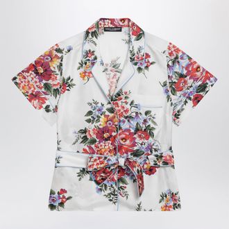 Dolce & Gabbana Vanity floral-print silk twill shirt in white