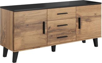 Mirjan24 Mobilier1 - Mueble Tv Larfloi 107, Roble Wotan + Negro, N&uacute;mero De Puertas: 0, N&uacute;mero De Cajones: 0, 150x69x45cm