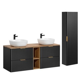Petits Meubles Set mueble lavabo 2 nichos y columna estratificado Negro