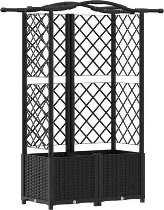 vidaXL Cama Elevada Con Trellis Y Techo Negro 122 X 40 X 138 Cm Pp Vidaxl