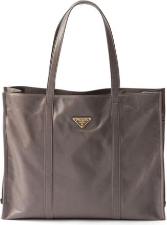 Prada leather tote bag - women - Leather/Nylon - OS - Grey