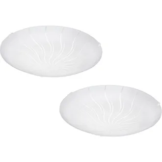 Loops 2 PACK Wall Flush Ceiling Light White Shade Granille White Clear Glass LED 11W
