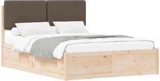 vidaXL Bed Frame with Upholstered Headboard Taupe 135 x 190 cm vidaXL