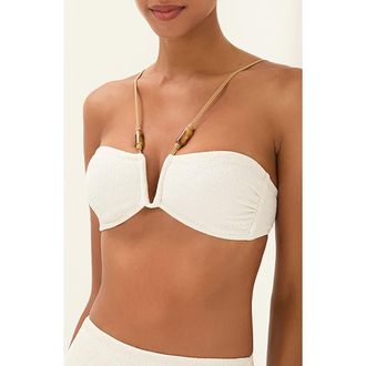 Vix Firenze Lesley Carol Beaded Bikini Top in White at Nordstrom, Size X-Large