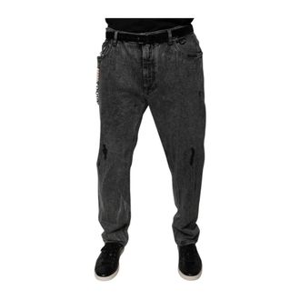 Dolce & Gabbana Acid Wash Skinny Denim Jeans - Heren - Slim Fit Jeans - Grijs - 3XL - Denim - Jeans