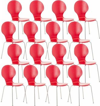 Clp Set de 16 Sillas de Visita Diego Apilable Rojo