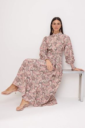 Trendyol Modest Dames Roze Paisley Maxi Lang A-lijn Modest Jurken
