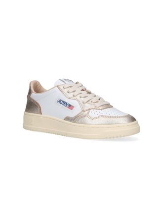 Autry Leather Low-Top with Metallic Accents Sneaker - White