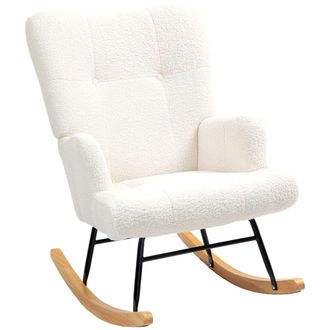 HOMCOM Silla mecedora 65x88x87 cm crema