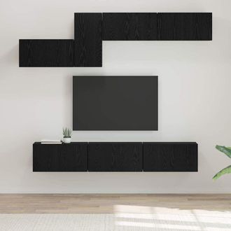 Berkfield Home with Shelf Wall-mounted Other with Storage with Door 7 pcs Black oak 60 x 30 x 30 cm Engineered wood