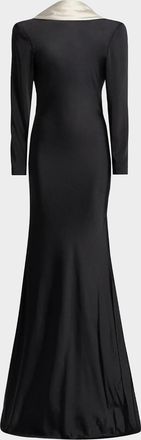 Et Ochs Allegra Draped Low-Back Charmeuse Gown