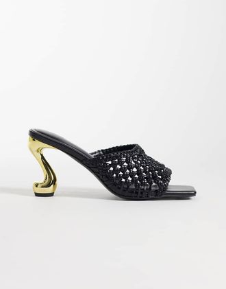 JW PEI Hannah - Sabot neri intrecciati con tacco-Nero