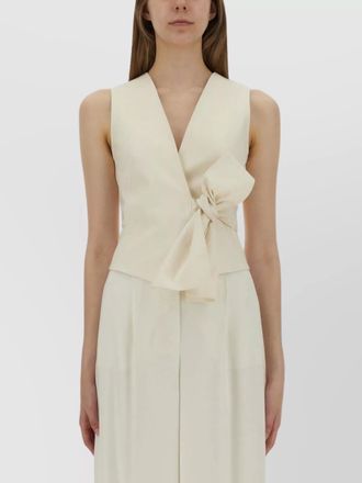 Max Mara fitted sleeveless top bow detail