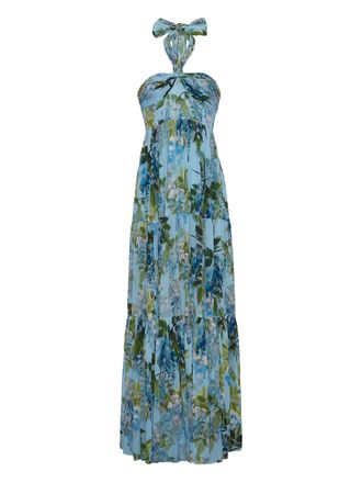 Cara Cara Piana halter-neck tiered maxi dress - women - Silk/Viscose - 00 - Blue