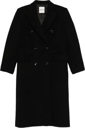 Sandro wool-blend double-breasted coat - Black