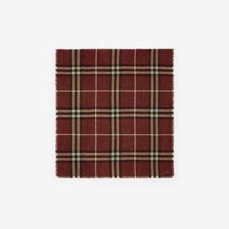 Burberry Wide Reversible Check Wool Silk Scarf