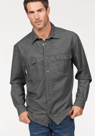 Arizona Jeanshemd ARIZONA, Damen, Gr. 37/38 (S), N-Gr, grau, Jeans, Obermaterial: 100% Baumwolle, Basic, normal, mit Kn&ouml;pfen, Hemden Jeanshemd, Western Stil