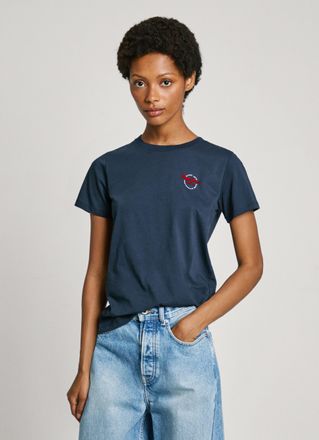 Pepe Jeans London T-Shirt PEPE JEANS GABRIELA, Damen, Gr. L, blau (dulwich blau), Jersey, Obermaterial: 100% Baumwolle, regular fit, Shirts T-Shirt