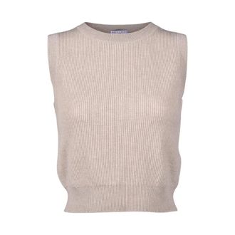 Brunello Cucinelli Brunello Cucinelli, Cashmere Knitwear, female, Beige, Size: XL Cashmere Sweater