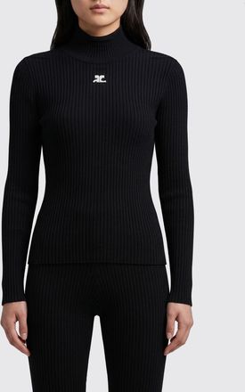 Courr&egrave;ges Top a dolcevita in misto viscosa con logo
