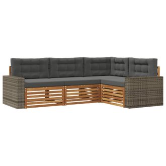 vidaXL Conjunto De Sof&aacute;s De Exterior 4 Pcs Natural Y Antracita Vidaxl